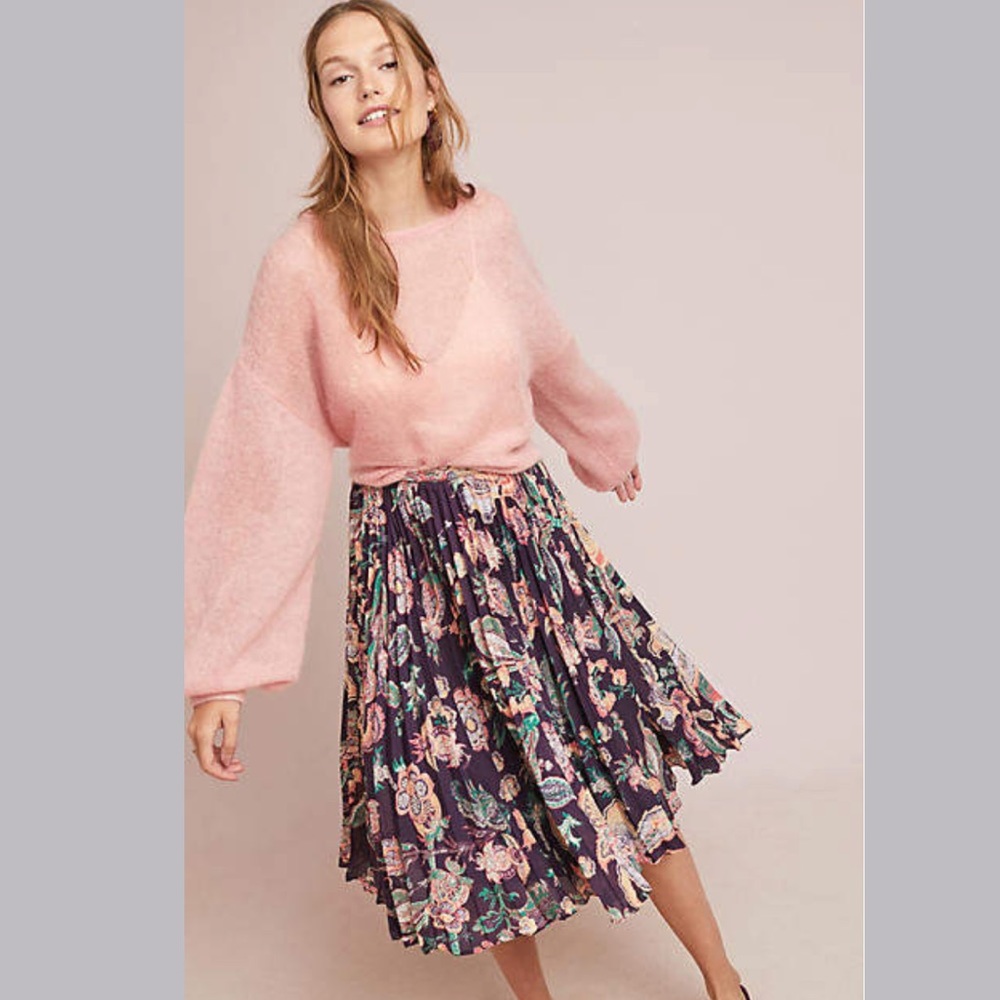 🆕NWT Anthropologie full pleated floral midi skirt